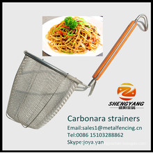 Master class restaurant noodle strainer household carbonara stainer with pothook stainless steel strainers with support handles